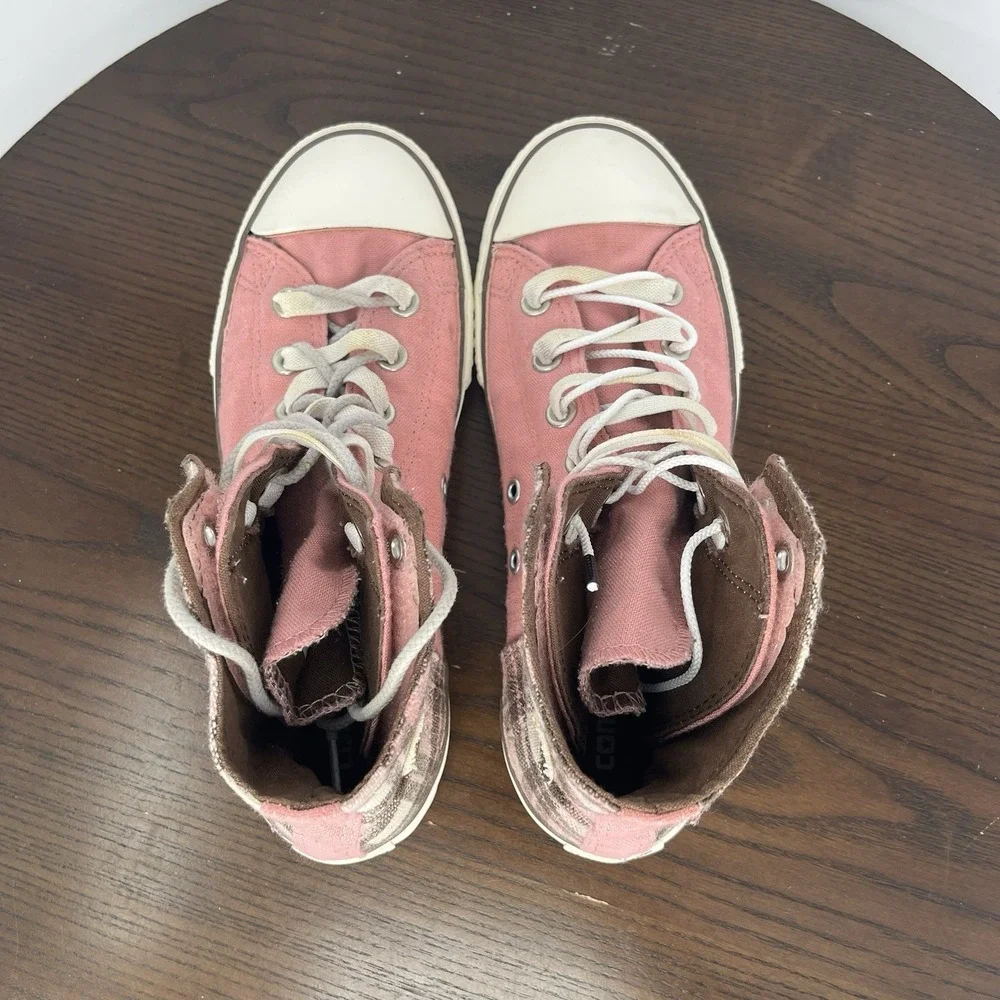 Converse Shoes Youth Girls 5 Pink Plaid Taylor All Star Slip On Low Top Sneakers